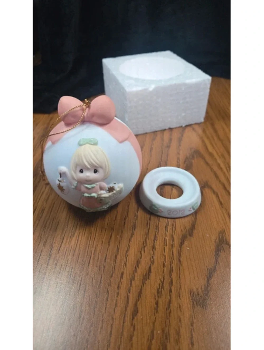 Precious Moments 2012 Christmas Ornament with Girl and Pink Bow